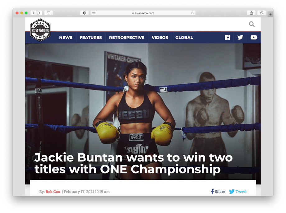 Jeff Dojillo's gym portrait of Jackie Buntan on Asian MMA