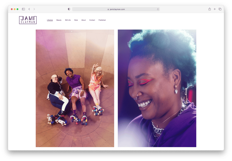 Jami Claymans website featuring her skaters and personal project with help from Honore Brown
