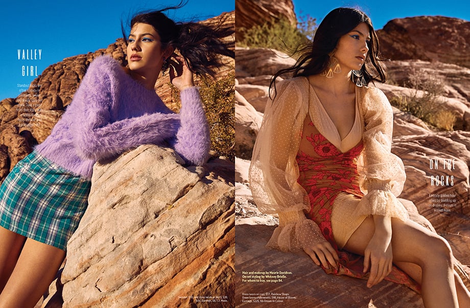 Fashion spread shot in Red Rocks, NV. Photographed by Sean Scheidt for Girls Life Magazine.