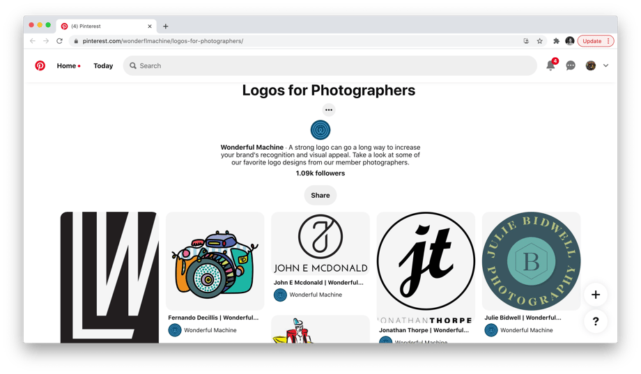 Logos for Photographers Pinterest page