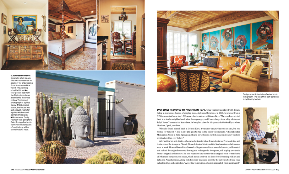 Tear sheet of Phoenix Home and Garden Magazine featuring Craig Pearson's home shot by Steve Craft