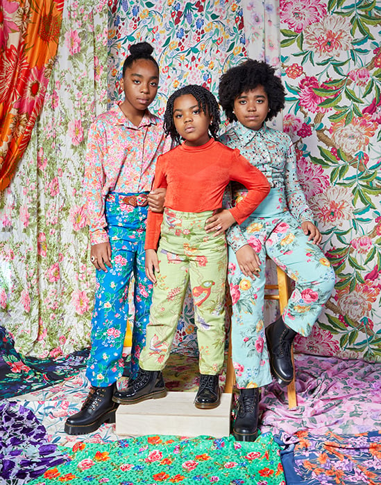 Alissa Bertrand's bold and vibrant prints modeled by her three daughters. Photographed by Very Clever for Atlanta Magazine