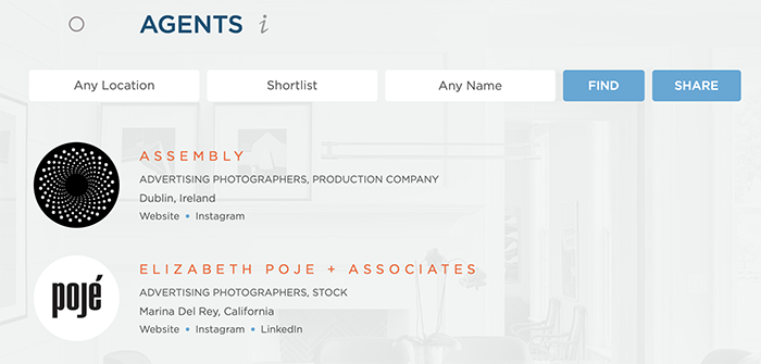 Wonderful Machine Screenshot of our Find Agents page which shows our shortlist feature highlighting each agents name