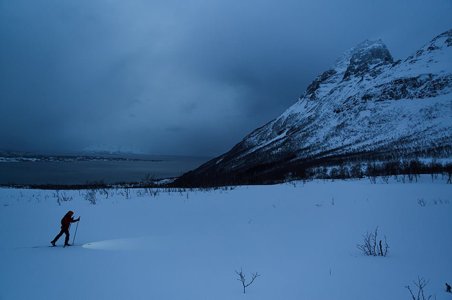Person exploring mountain range shot by Øivind Haug