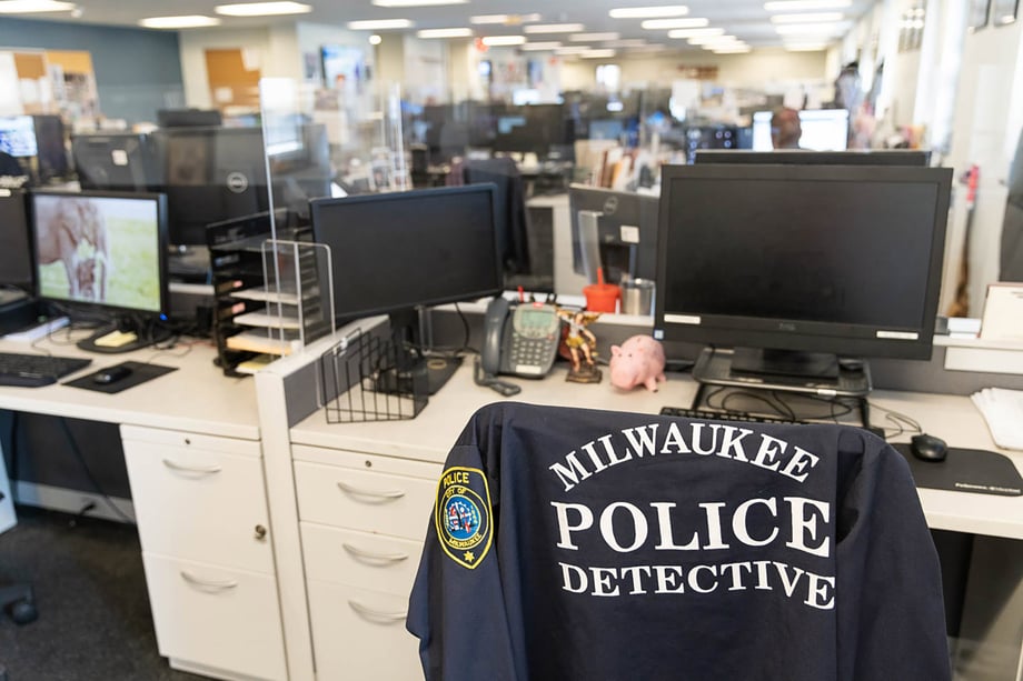 The offices of the Milwaukee police homicide department shot by Sara Stathas for the LA Times
