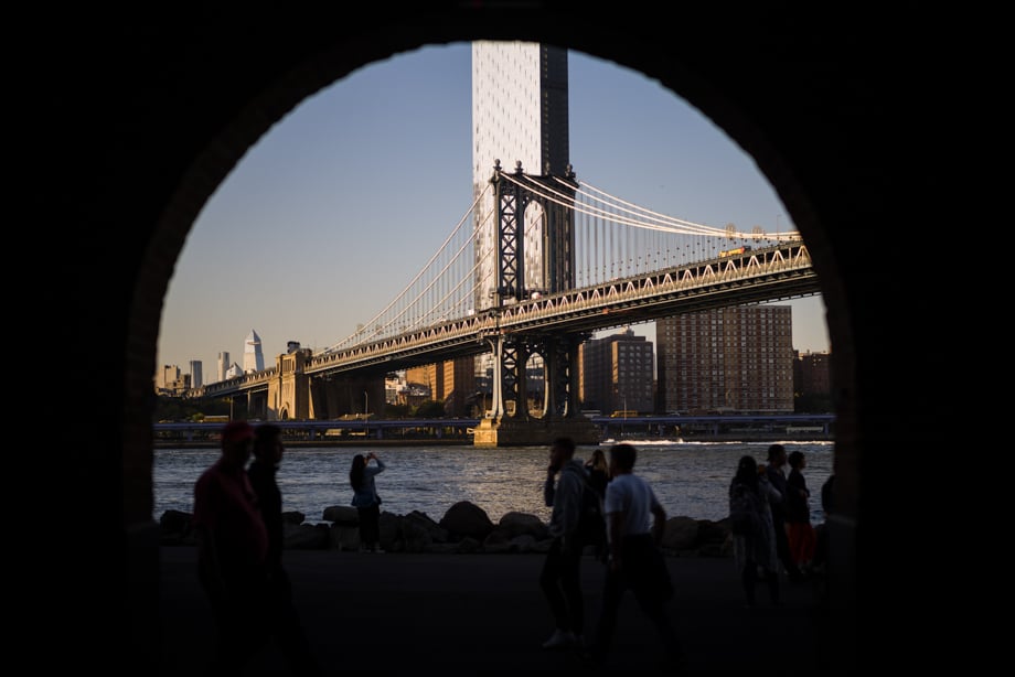 The Manhattan Bridge as seen through a tunnel by Adam Lerner, New York, New York
