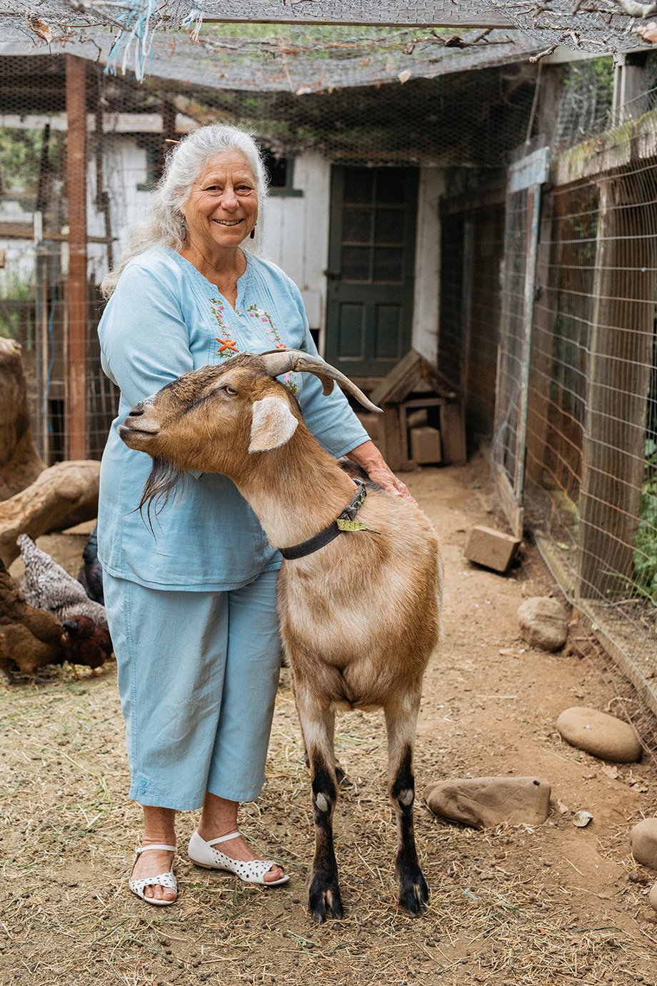 Farmer in Carpinteria, Calif with her goat shot by Mikaela Hamilton for the Women's Heritage Sourcebook.
