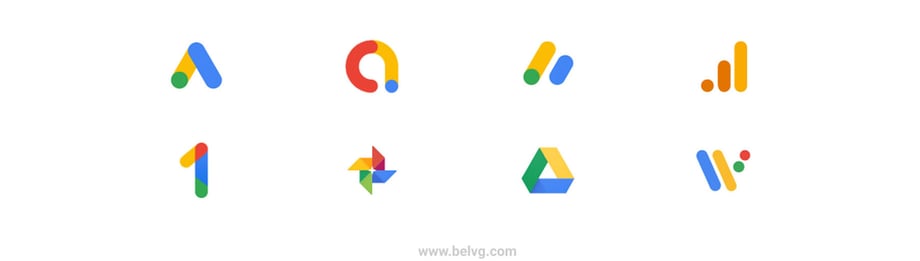 A visual showing a collection of Google Favicons from a belvg.com article