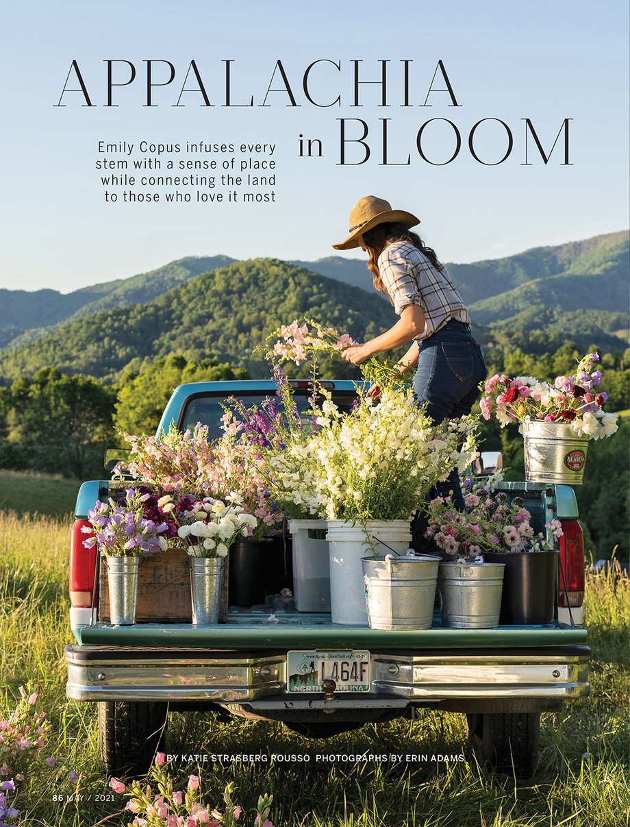 tearsheet of emily copus from carolina flowers shot by erin adams for southern living