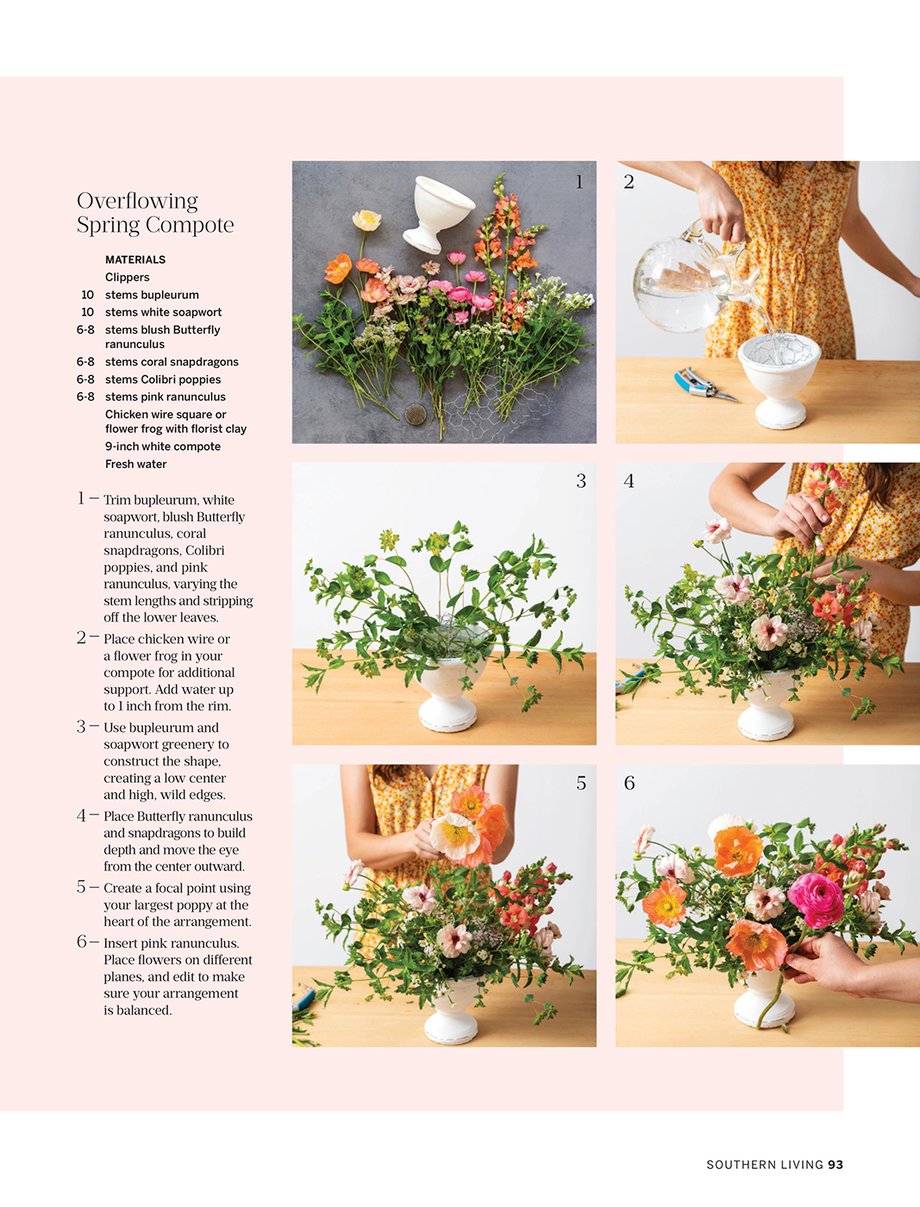 tearsheet of flowers shot by erin adams for southern living