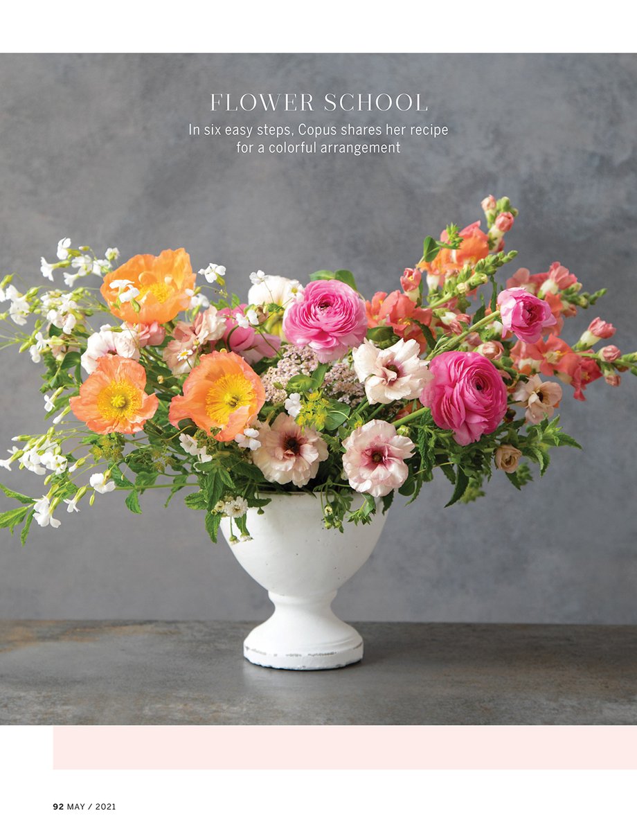tearsheet of flowers shot by erin adams for southern living