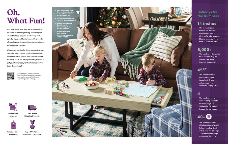 Tearsheet from Wayfair's holiday catalog shot by Amy Rose Productions