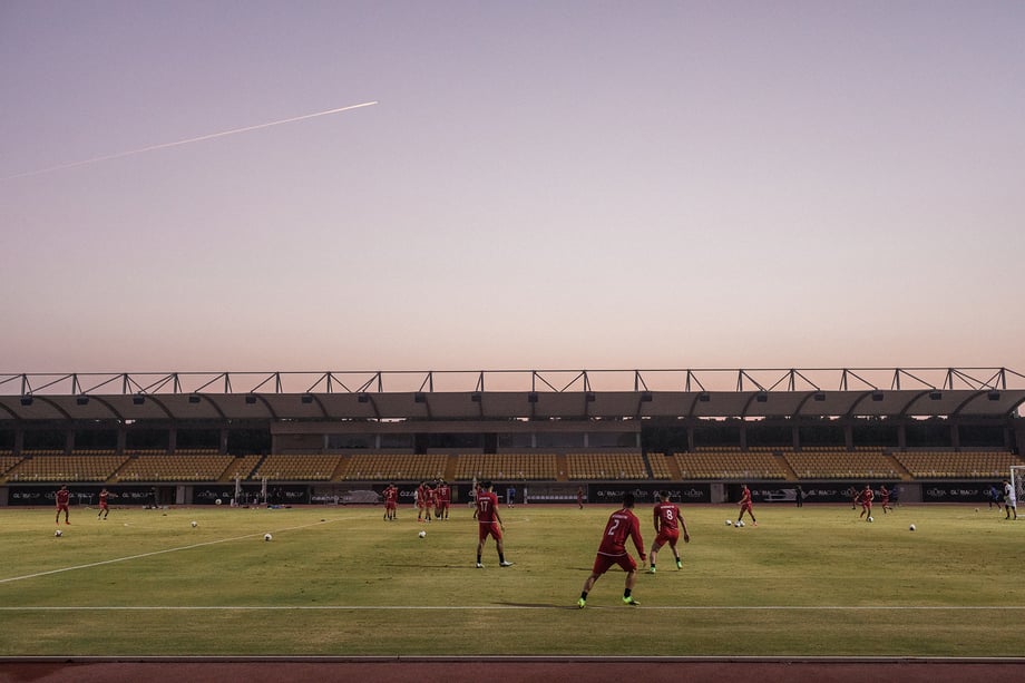 The Afghanistan National soccer team during a training session before their international friendly match with Indonesia, in Antalya, southern Turkey. Shot by Bradley Secker for the New York Times