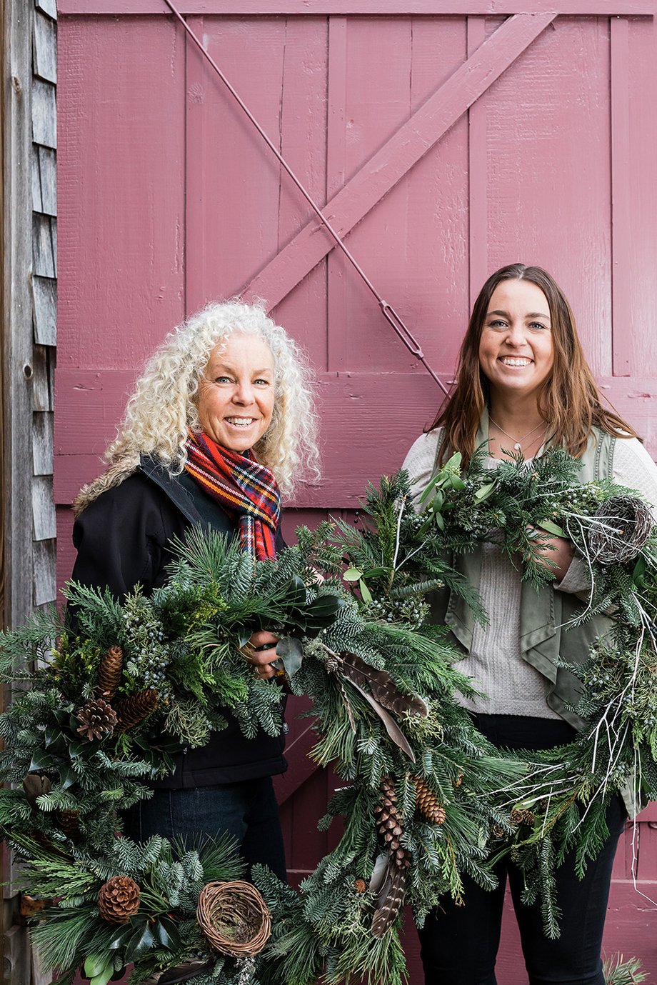 Holiday wreath-making party shot by Joyelle West for Country Home Magazine