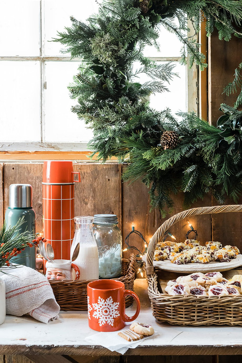 Holiday wreath-making party shot by Joyelle West for Country Home Magazine