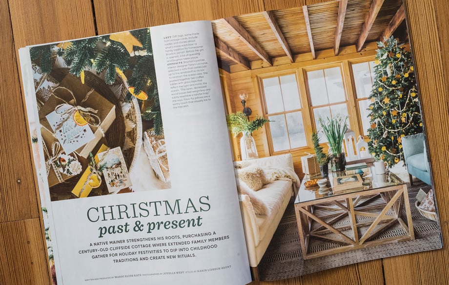 Tearsheet from Country Home Magazine of a seaside cottage shot by Joyelle West