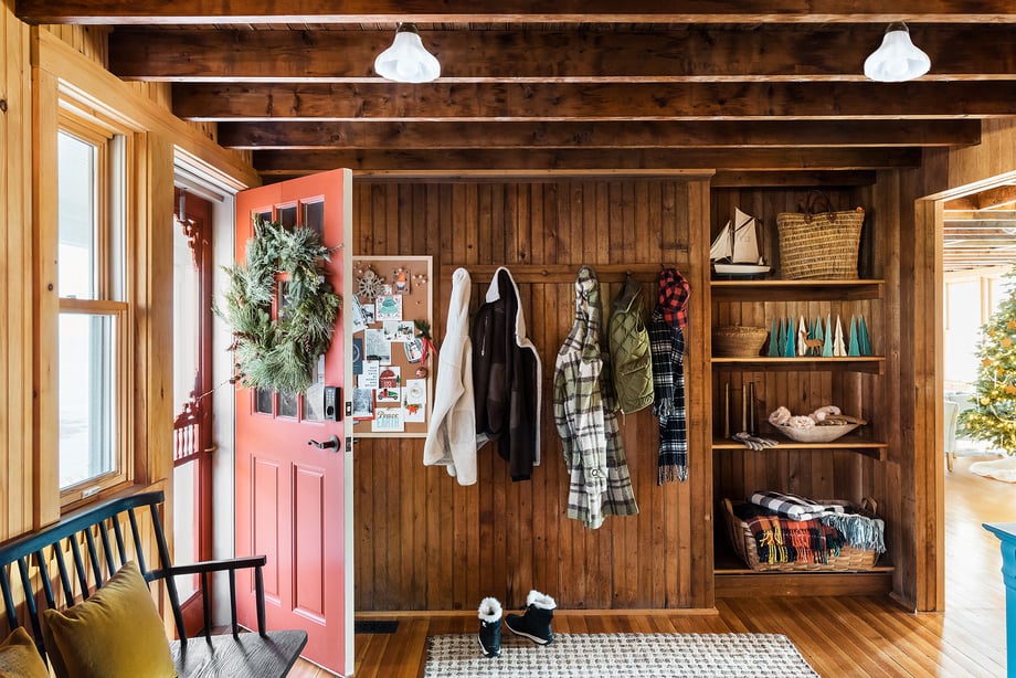 entryway of Tanya Lacourse's coast home in Maine shot by Joyelle West for Country Home Magazine