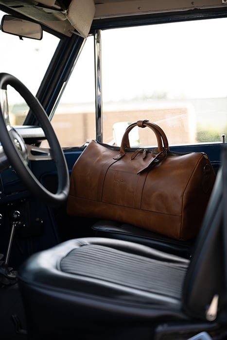Leather duffle bag shot by Nick Bumgardner