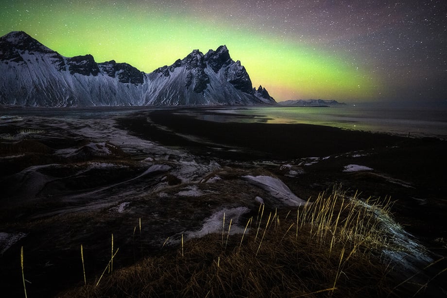 The northern lights in Iceland captured by California-based landscape photographer Rachid Dahnoun.