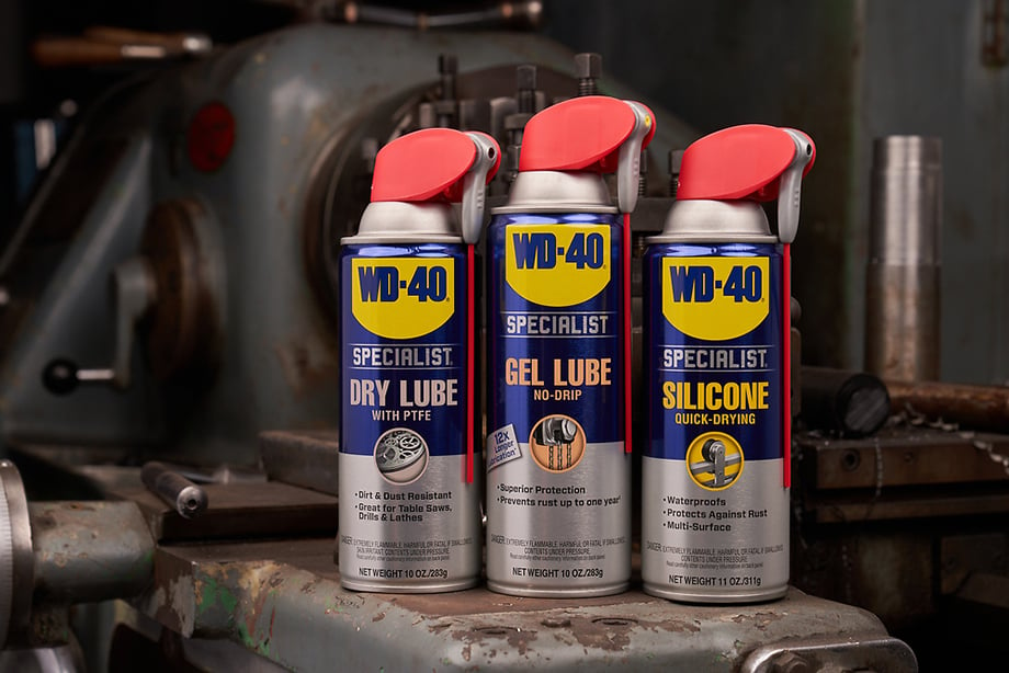 Product photography of brand WD-40 shot by automotive photographer Wil Matthews.