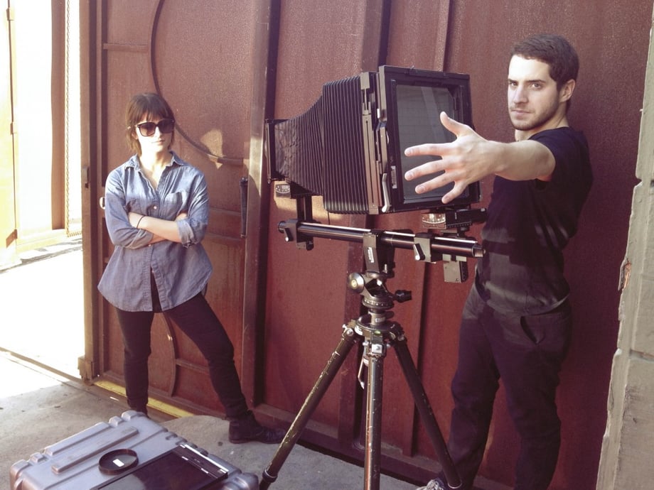 Behind the scenes, Austin's assistants with the 8x10 camera.
