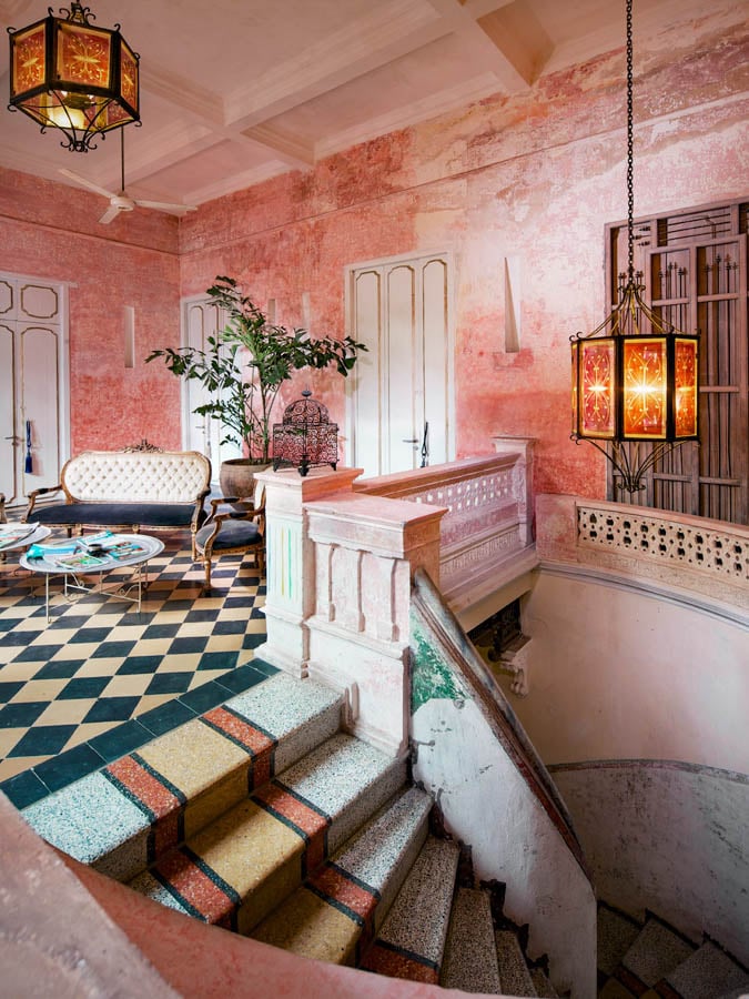 A modern French style chalet with pink plastered walls by photographer Antonio Cuellar of miami, Florida. 