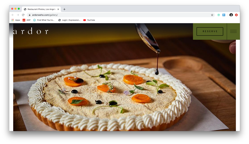 Edition Hotel's front page on their website shows Andrea D'Agosto's photo of a vegetable torte
