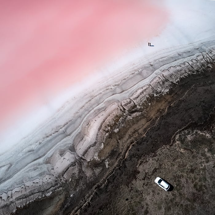 Pink Lakes drone shot (Lake Lemuria)in Kherson by Yevhen Samuchenko