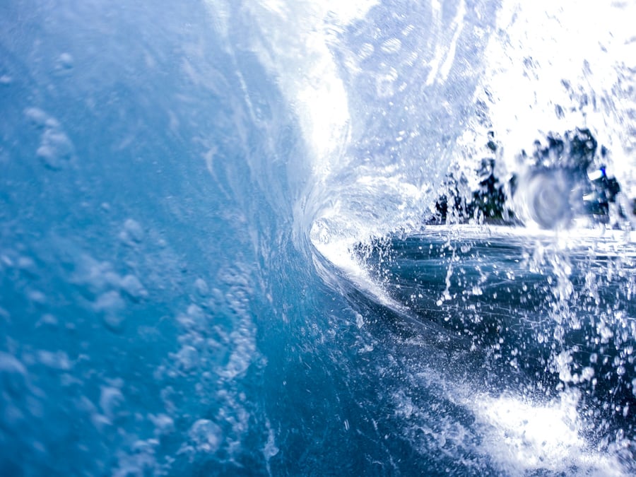 Inside of a crashing wave by photographer Frank Rogozienski of San Diego, California 
