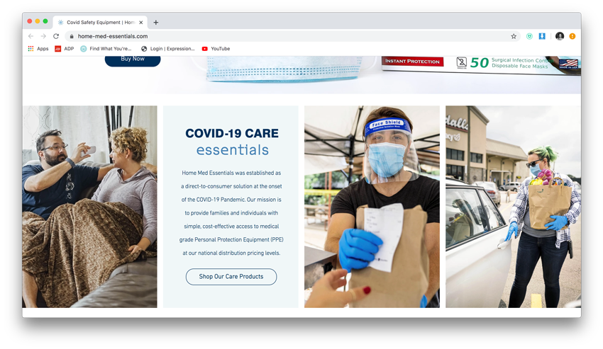 First of two tears from the Home Med Essentials website showing Inti St. Clair's Covid related shots