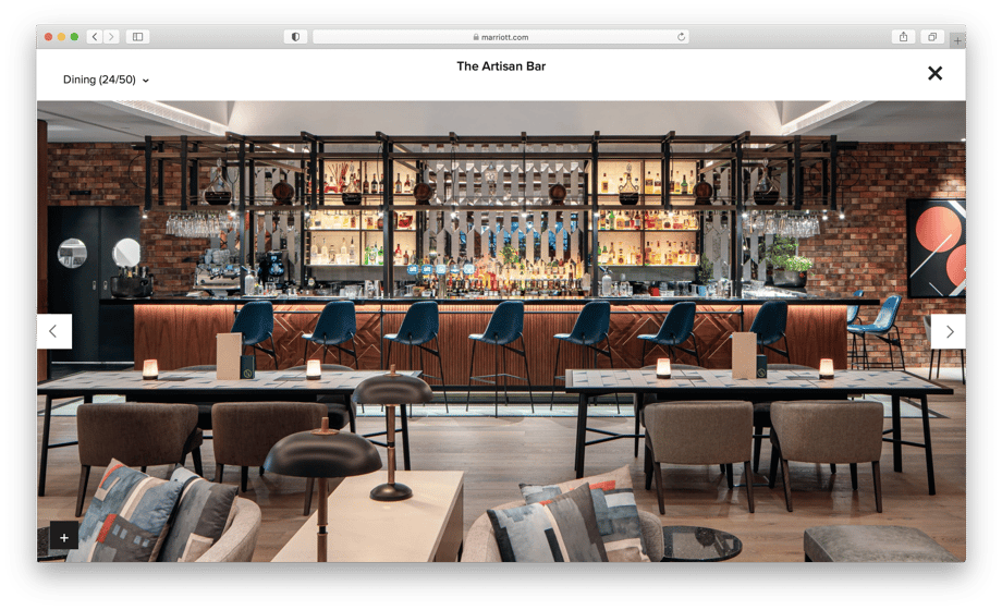 Jiri Lizlers photograph of the new artisan bar on the Marriott Hotels website