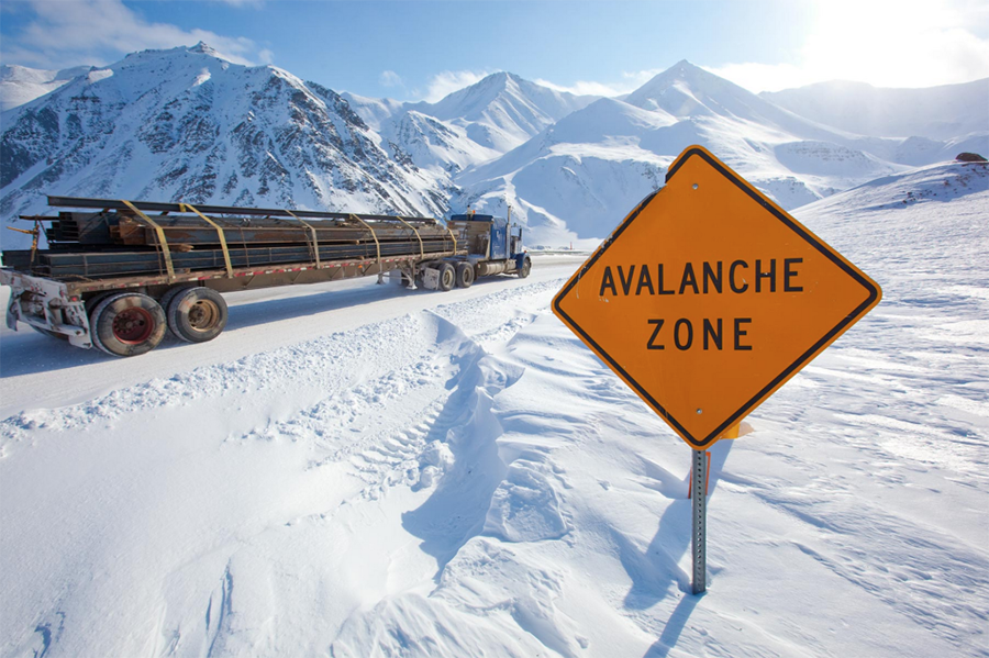 truck in avalanche zone