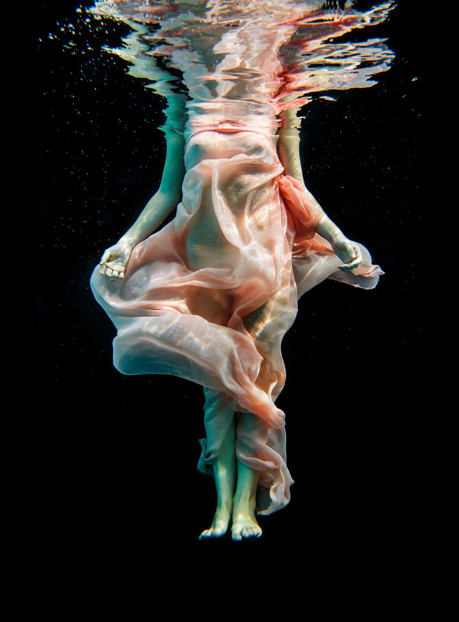 Julia Lehman's underwater image of a woman wrapped in plastic