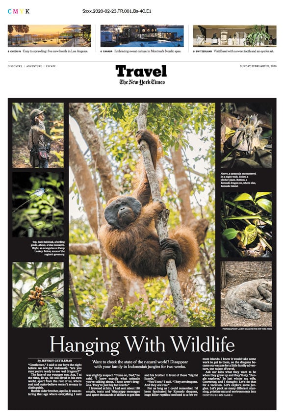 Tearsheet of Lauryn Ishak's images from Indonesia on the front page of the New York Times website