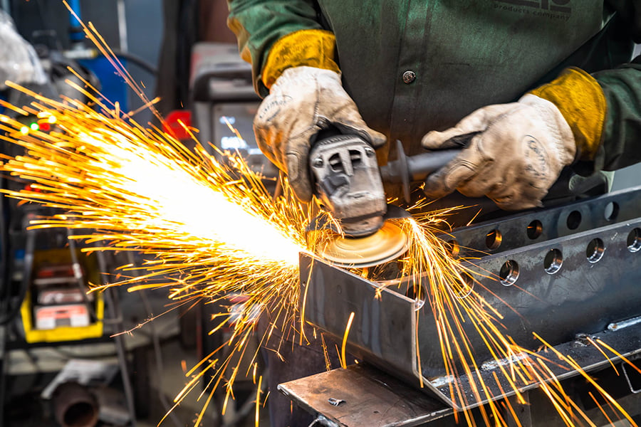 Angle grinder sparks by Chicago industrial photographer Marian Karus