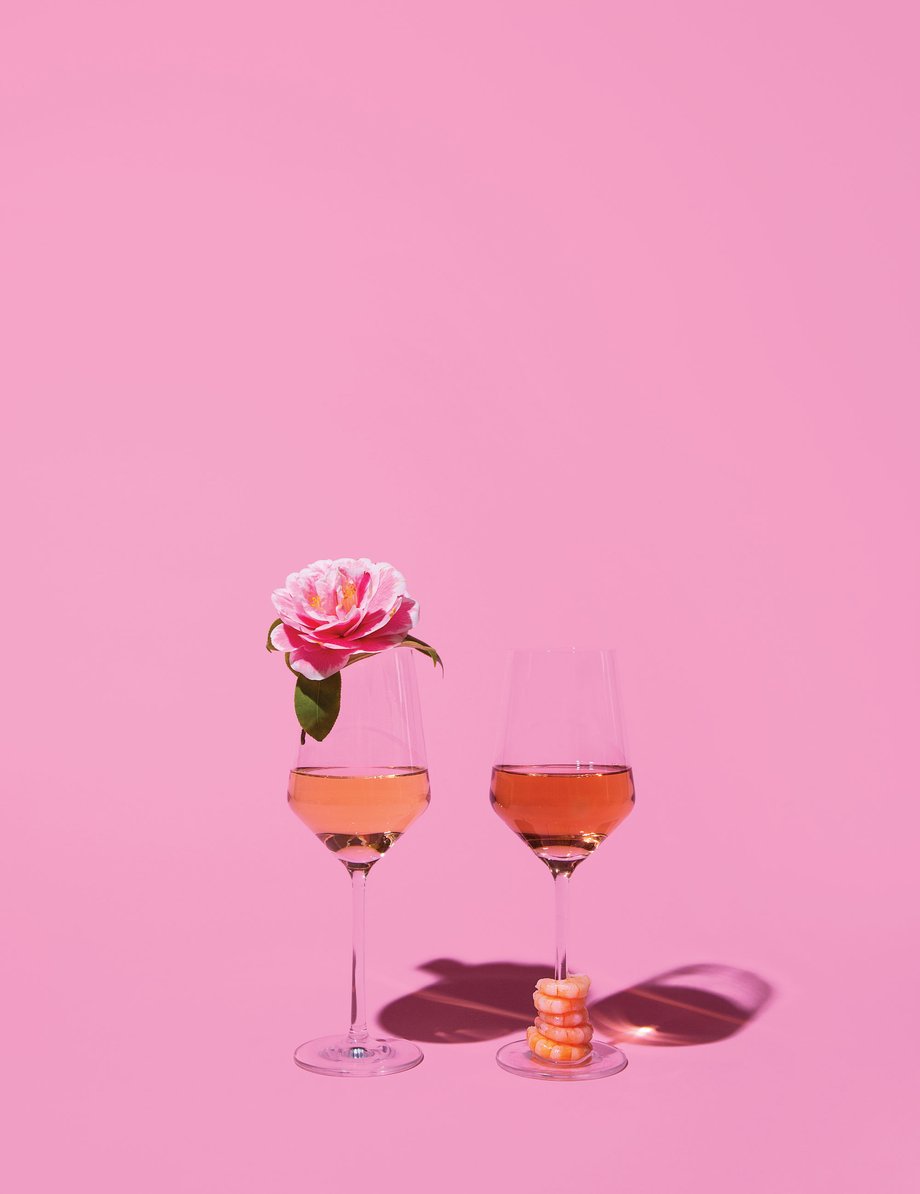 Michelle McSwain Big Macs and Burgundy Two Wine Glasses Pink