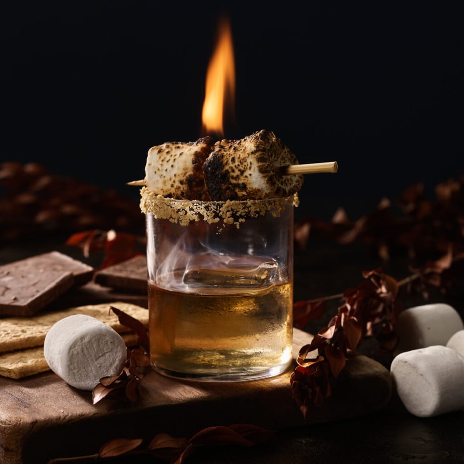 A smores cocktail with toasted marshmallows on top by Rick Souders of Golden, Colorado