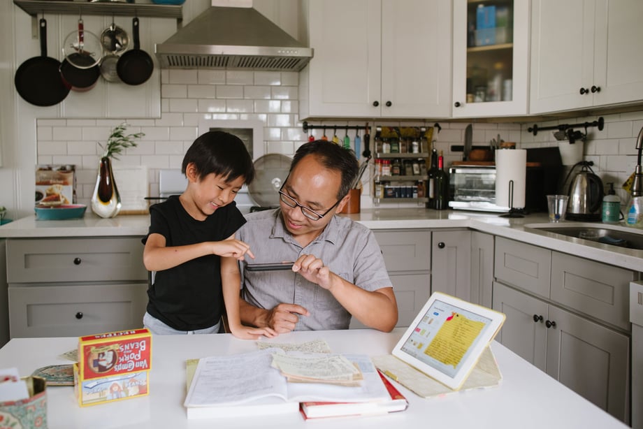 Tiffany Luong's image of her son and husband playing with dad's phone for Dropbox