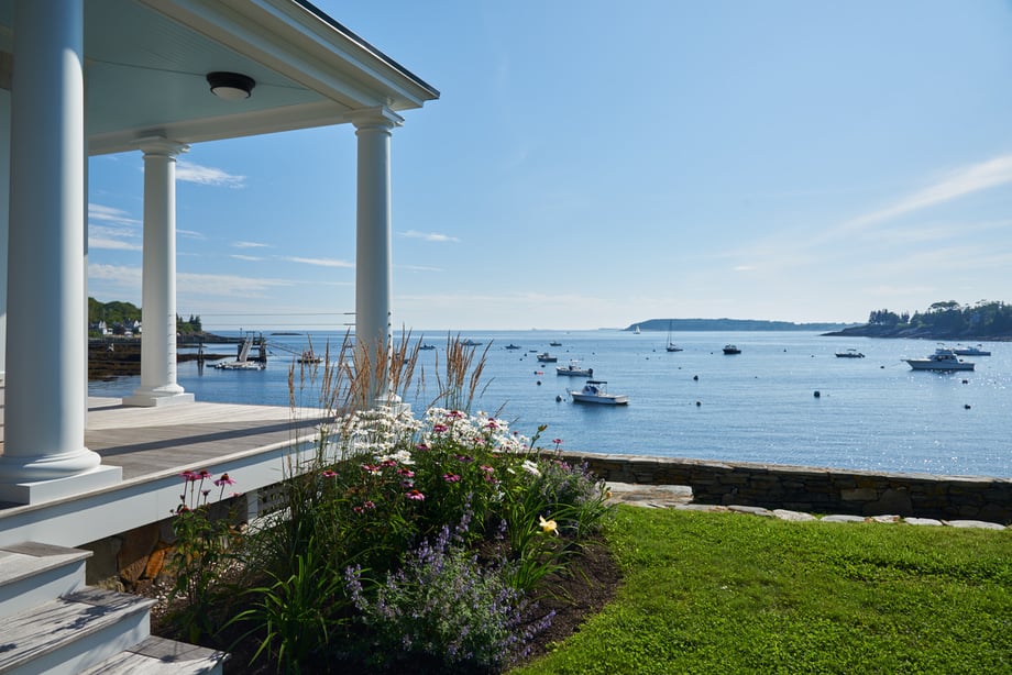 Another of Darren Setlow's favorite shots for Maine Home and Design looking over the water captures a corner of the front porch