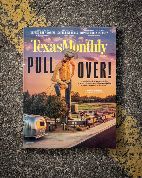 Tearsheet of cover of Texas Monthly shot by Jeff Wilson.