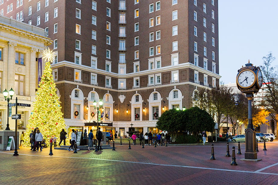 Downtown Greenville, Christmas Tree Display
