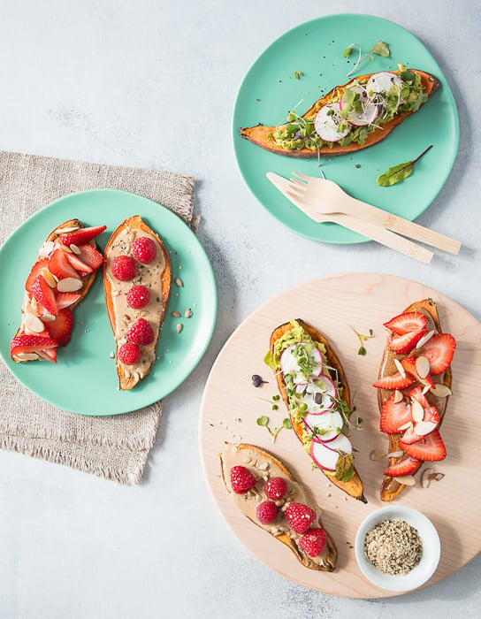 Photo of toast with various toppings taken by Philadelphia-based food photographer Christina Peters. 