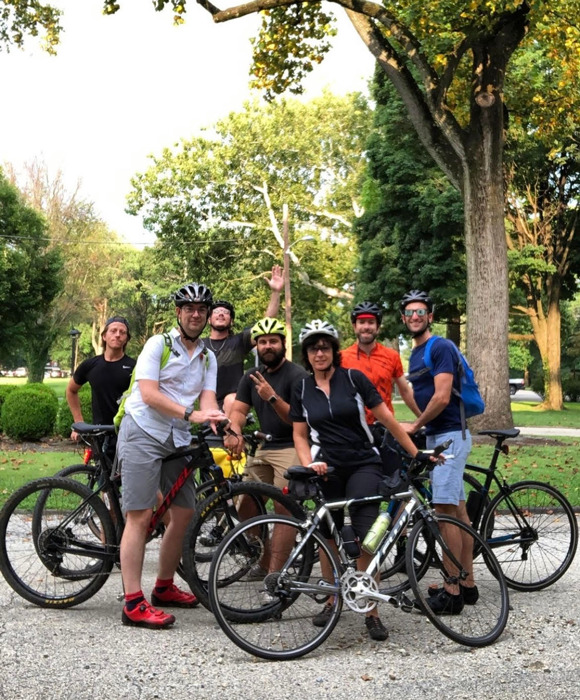 Photo of Schuylkill River creatives with their bikes.