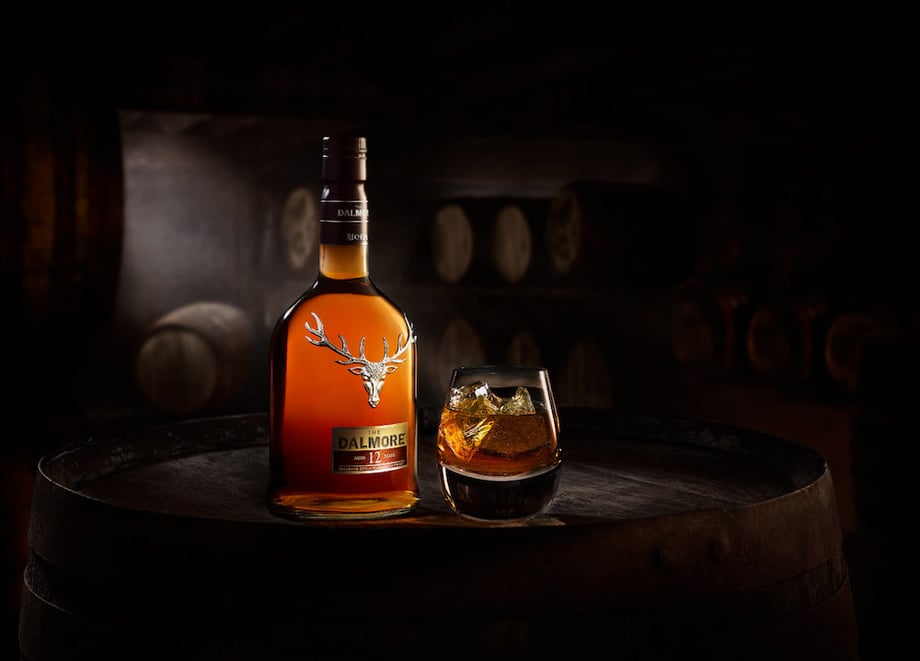 Dalmore bottle and drink glass with retouching done by House of Retouching. 