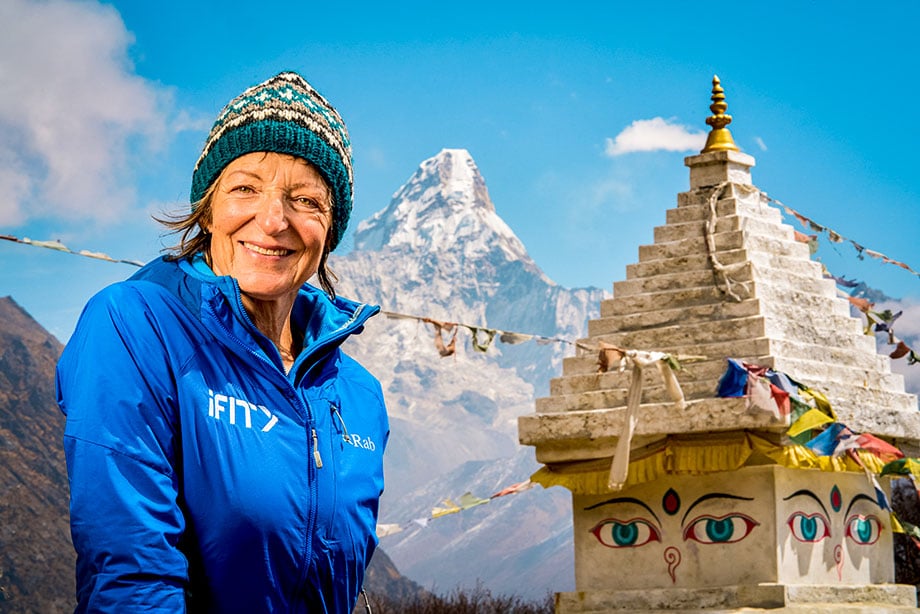 Photo of iFit trainer on Mount Everest climb shot by David Degner.