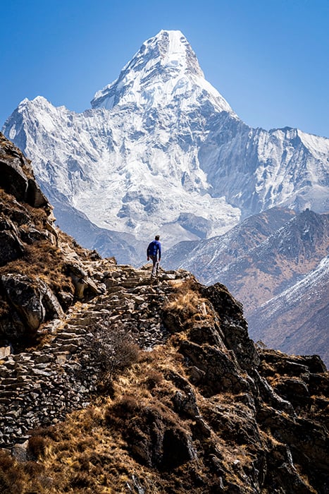 Photo of iFit trainer climbing Mount Everest.
