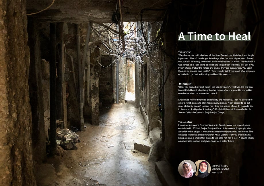 tearsheet of a story about recovering drug addicts in the Ourvoice magazine project from 2022. 