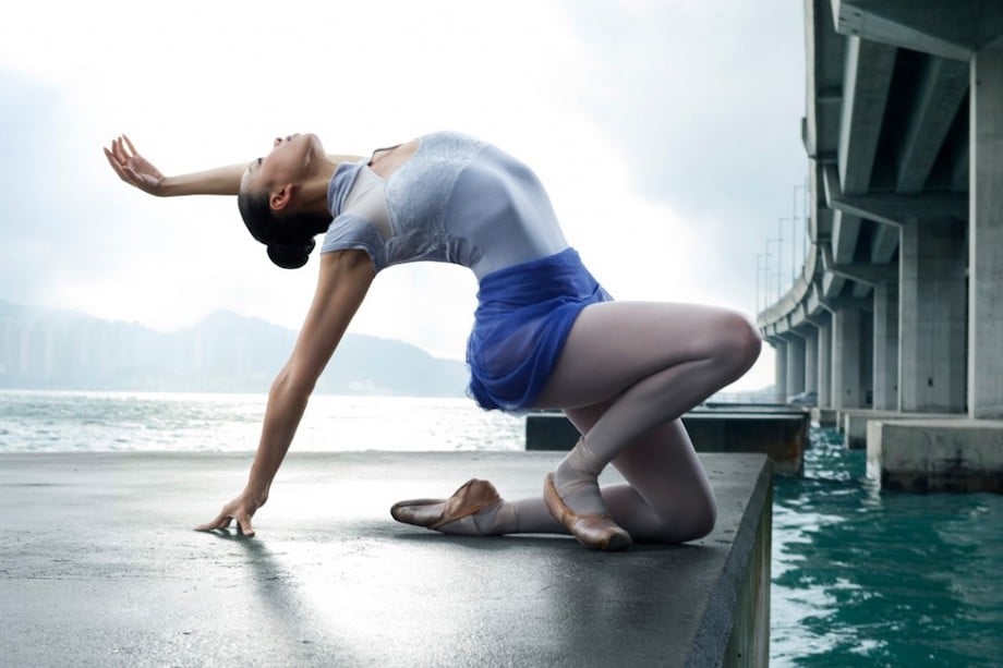 Portrait of dancer in motion by Hong Kong-based portrait photographer Gareth Brown.