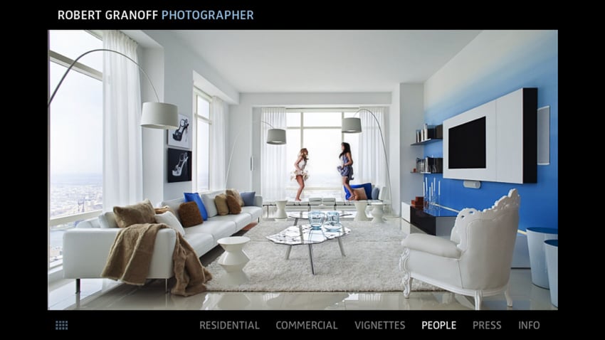 screenshot of Robert Granoff's original flash-based website's loupe view