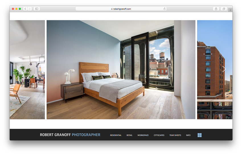 screenshot of Robert Granoff's new Wix site designed by Lyndsey Matoushek